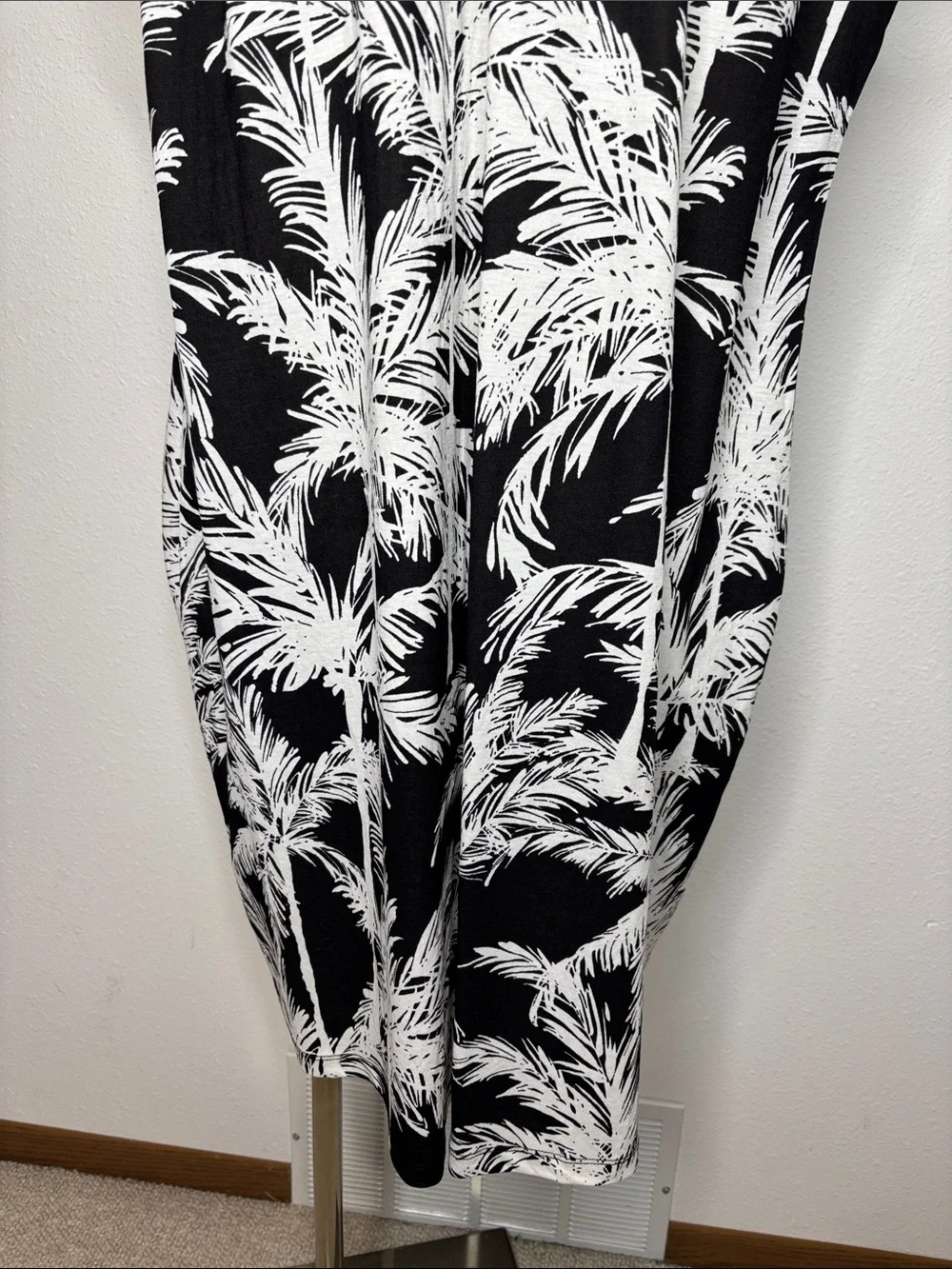 Belle by Kim Gravel Beach Black and White Palm-Print Midi Dress